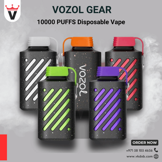 Vozol Gear 10000 puffs disposable vape devices in various colors with eco-friendly design and fast charging battery.