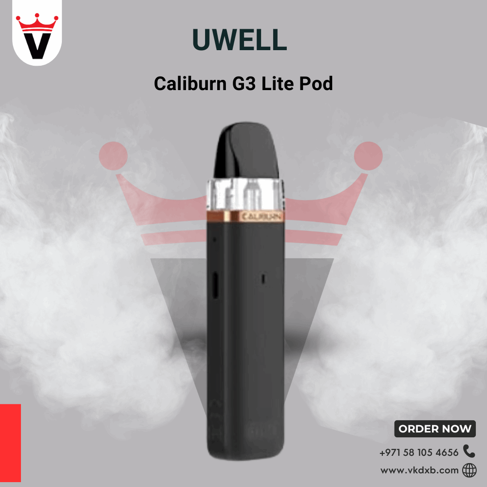 Uwell Caliburn G3 Lite 25W pod system in black with compact design and long-lasting 1200mAh battery for smooth vaping experience