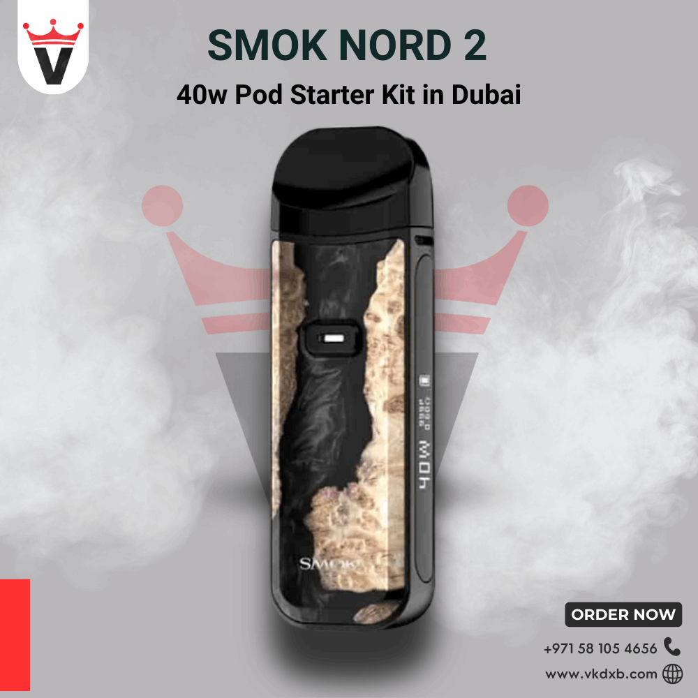 Smok Nord 2 40w pod starter kit with zinc-alloy build and 0.69-inch OLED display in Dubai