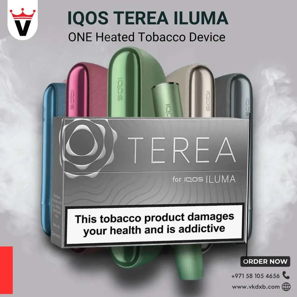 IQOS Terea ILUMA heated tobacco sticks in assorted colors with health warning and order details