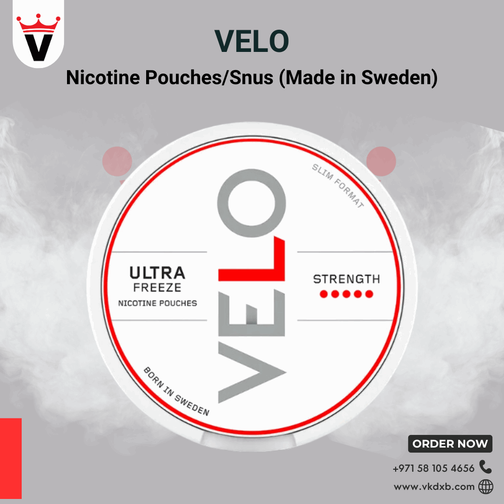 VELO Nicotine Pouches Ultra Freeze slim format with strong nicotine strength, tobacco-free and made in Sweden, available in Dubai and UAE.