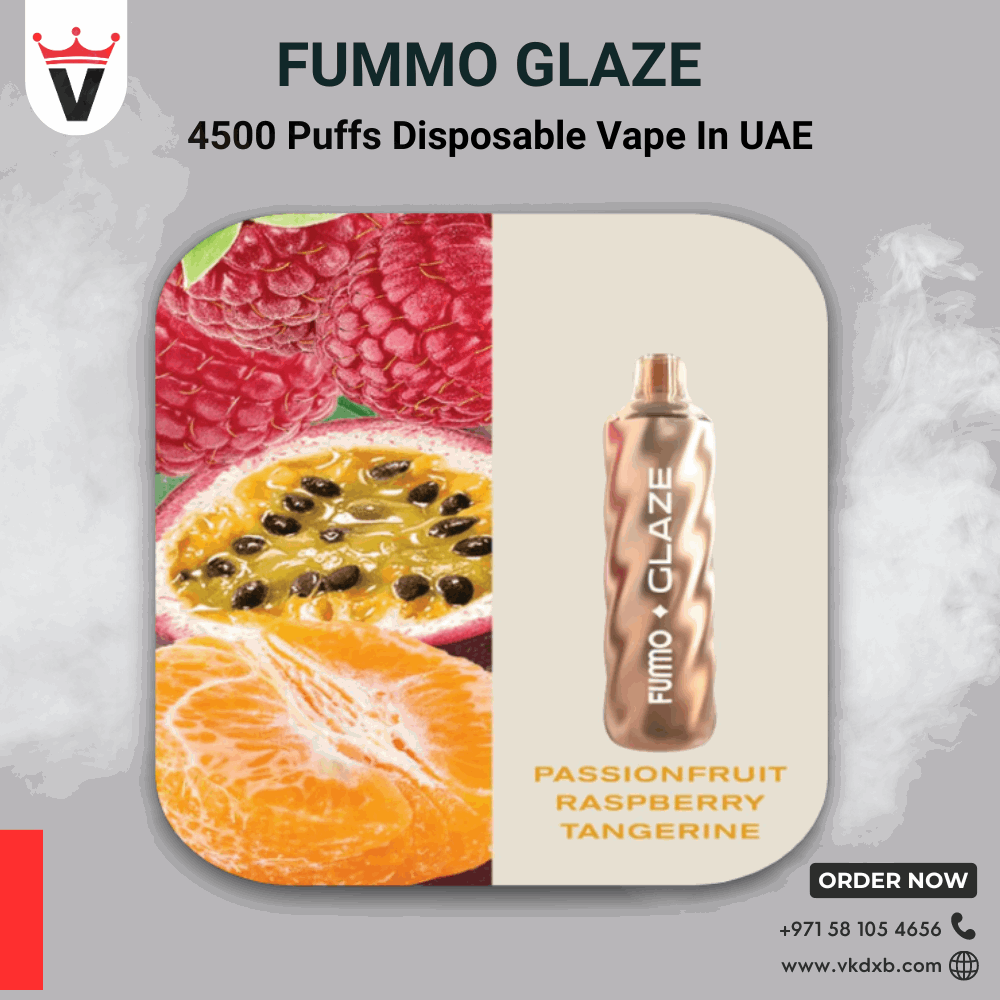 passionfruit raspberry tangerine flavor of FUMMO Glaze Disposable Vape