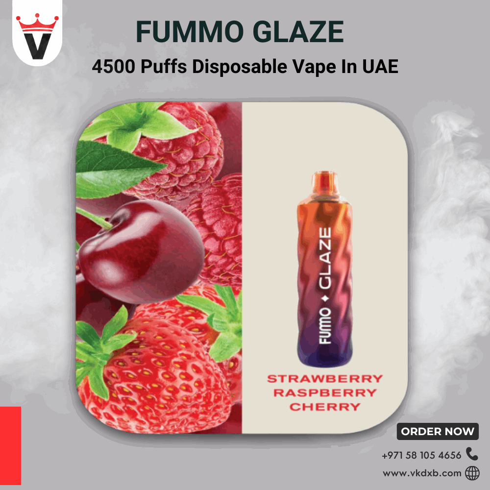 strawberry raspberry cherry flavor of FUMMO Glaze 4500 Puffs Disposable Vape in UAE