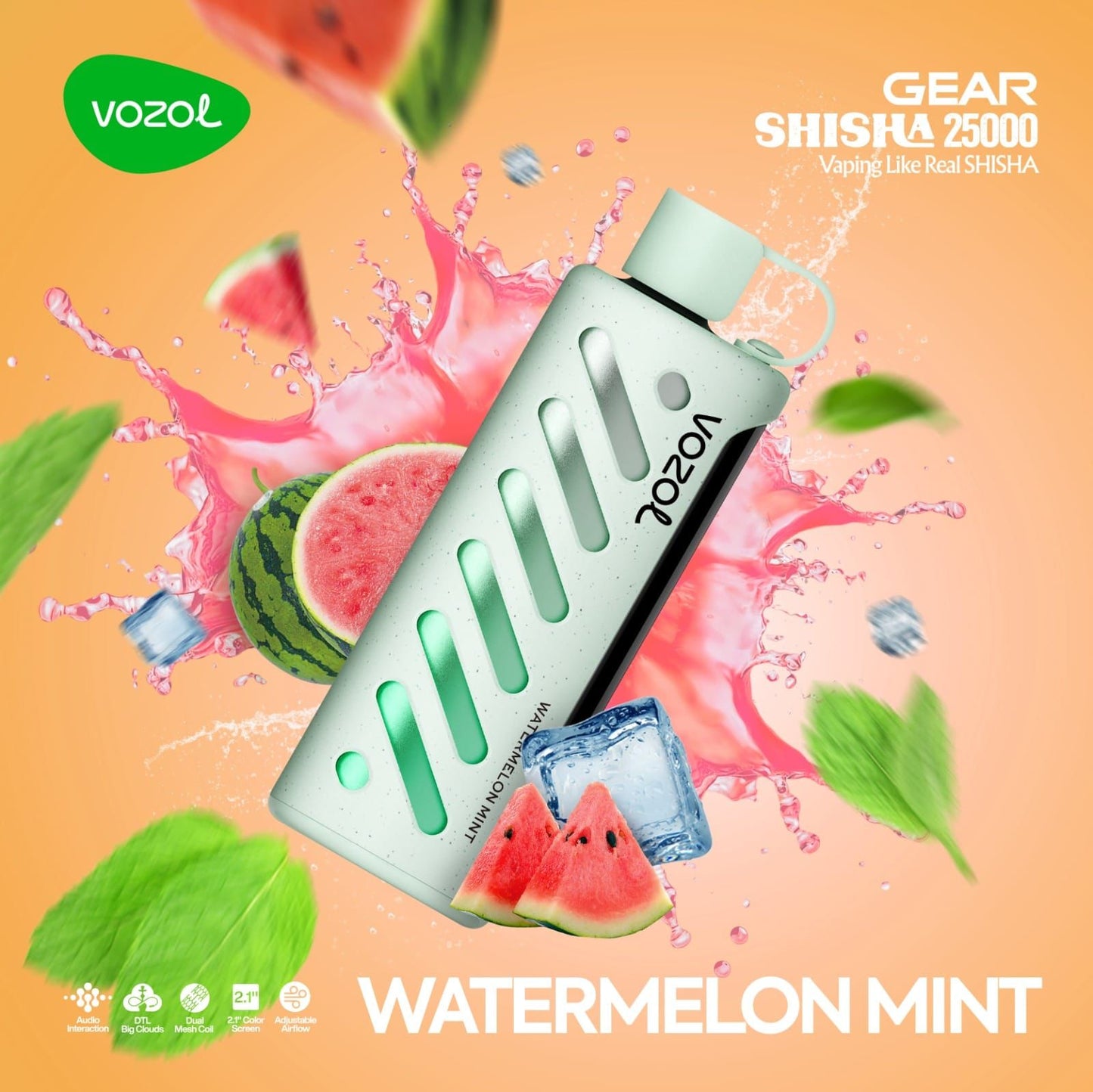 VOZOL GEAR SHISAH 25000 PUFFS WATERMELON MINT