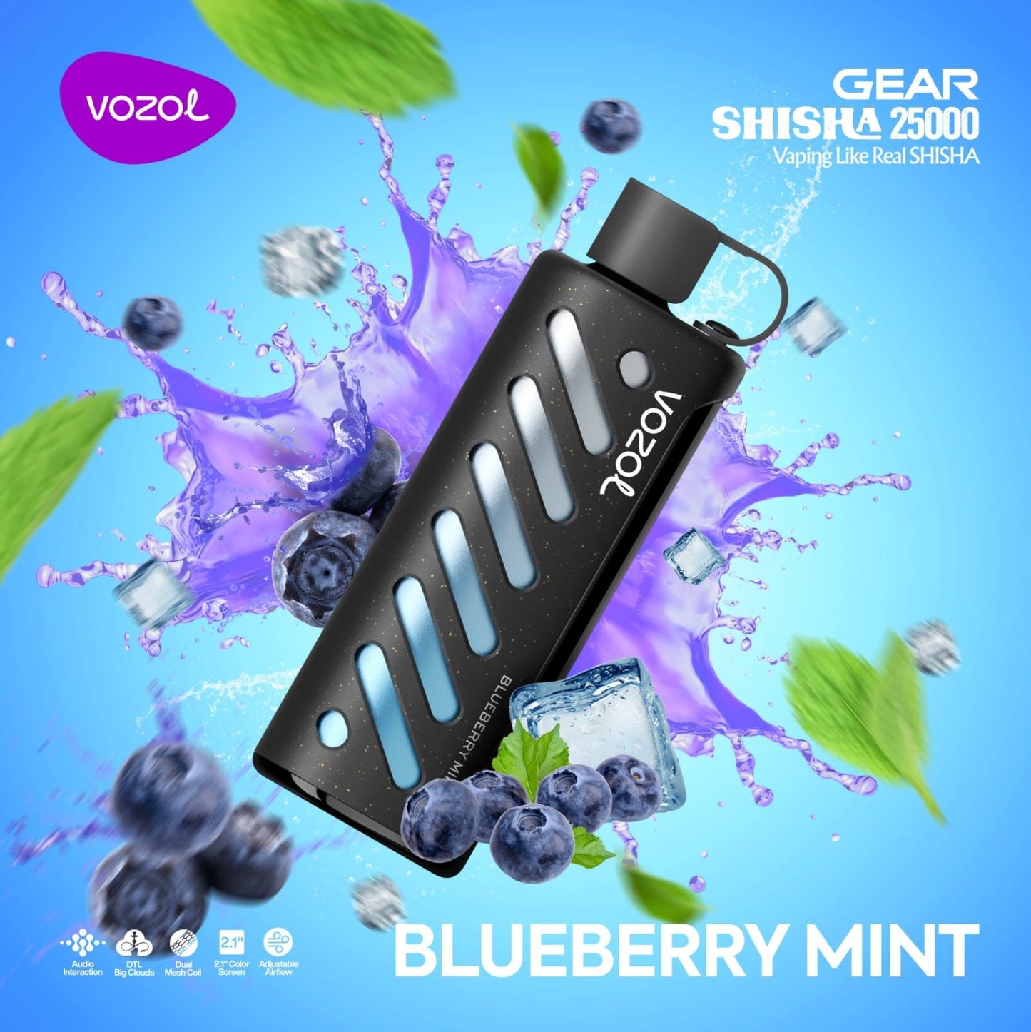 VOZOL GEAR SHISAH 25000 PUFFS BLUEBERRY MINT