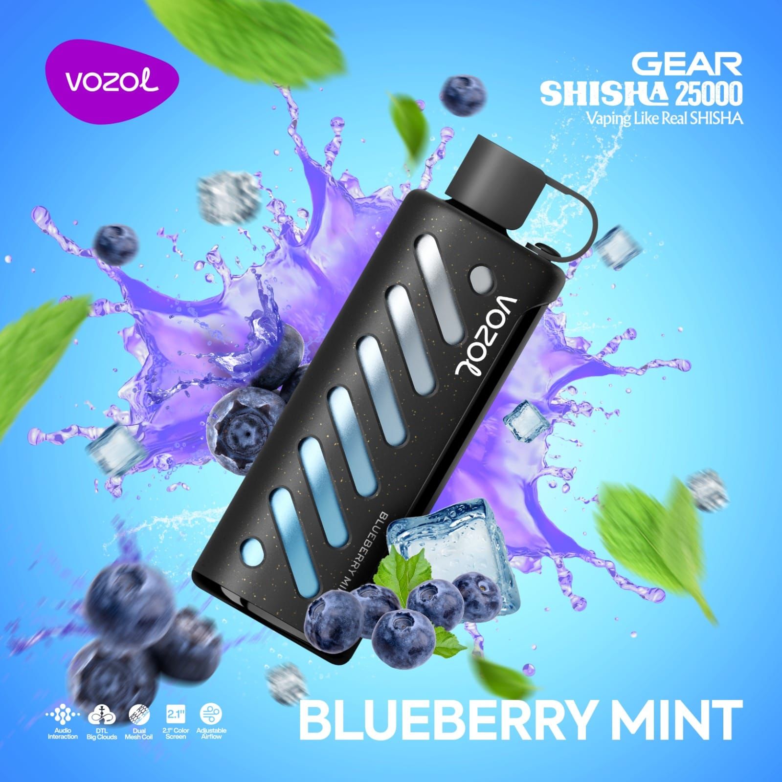 VOZOL GEAR SHISAH 25000 PUFFS BLUEBERRY MINT