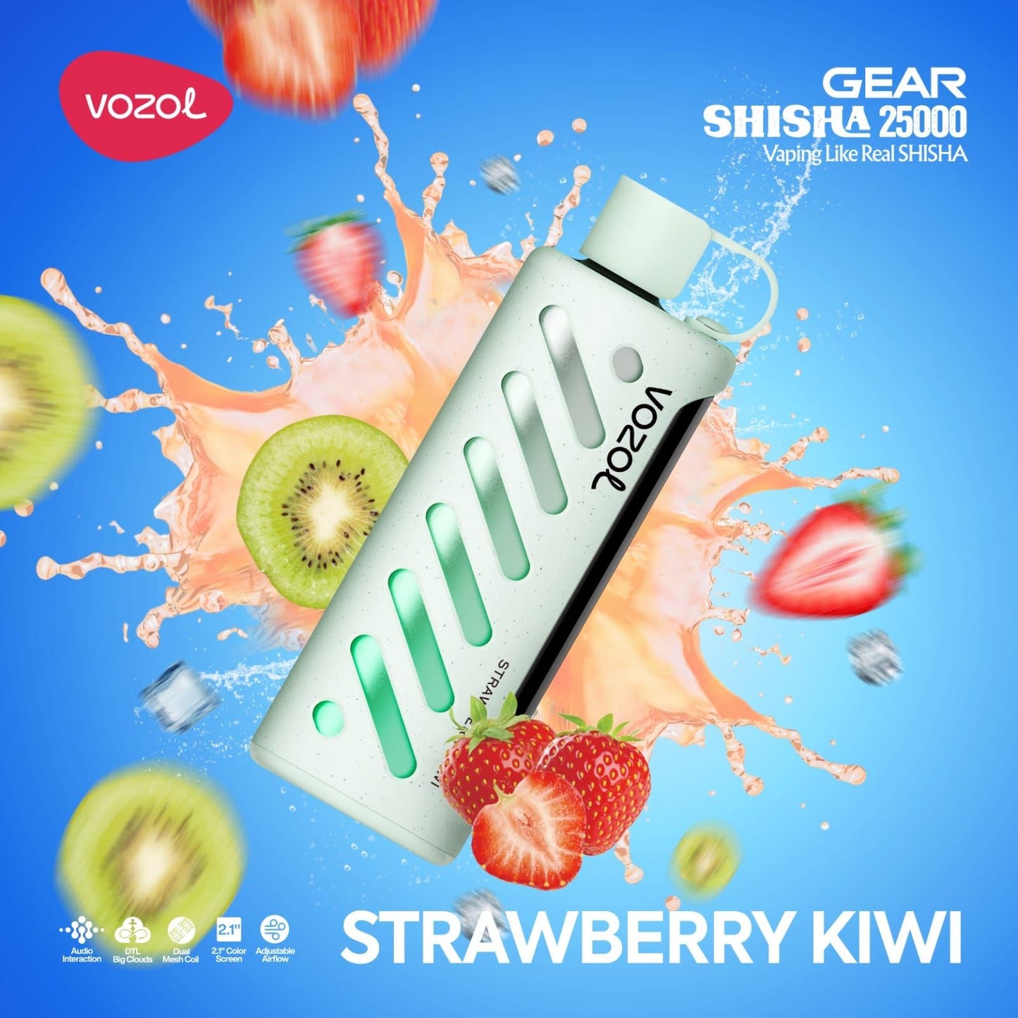 VOZOL GEAR SHISAH 25000 PUFFS STRAWBERRY KIWI