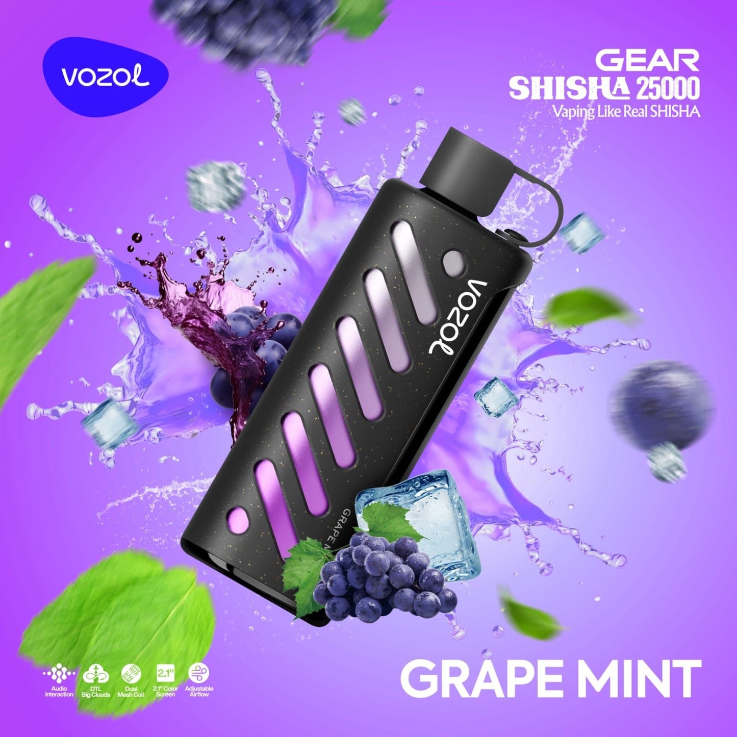 VOZOL GEAR SHISAH 25000 PUFFS GRAPE MINT