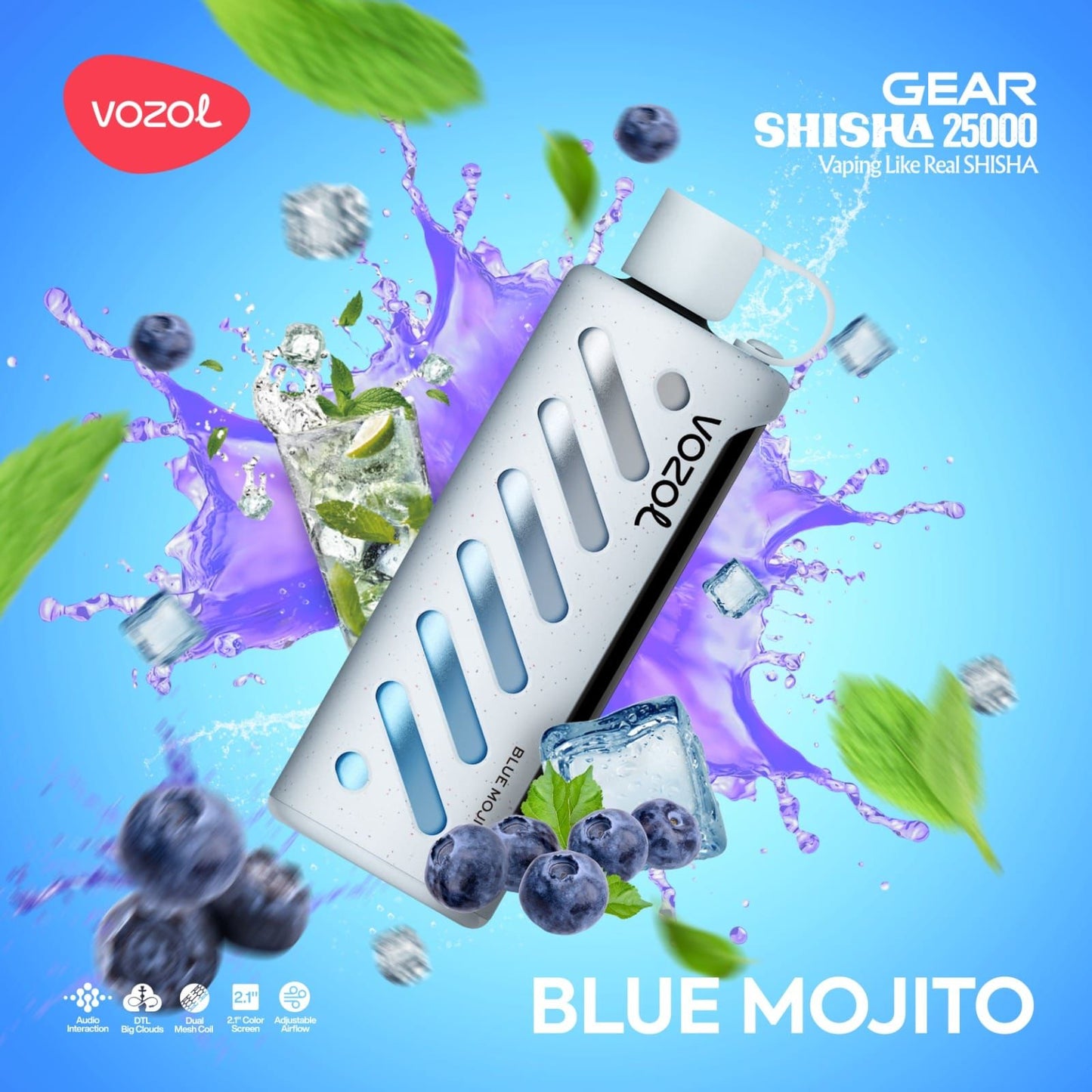 VOZOL GEAR SHISAH 25000 PUFFS BLUE MOJITO