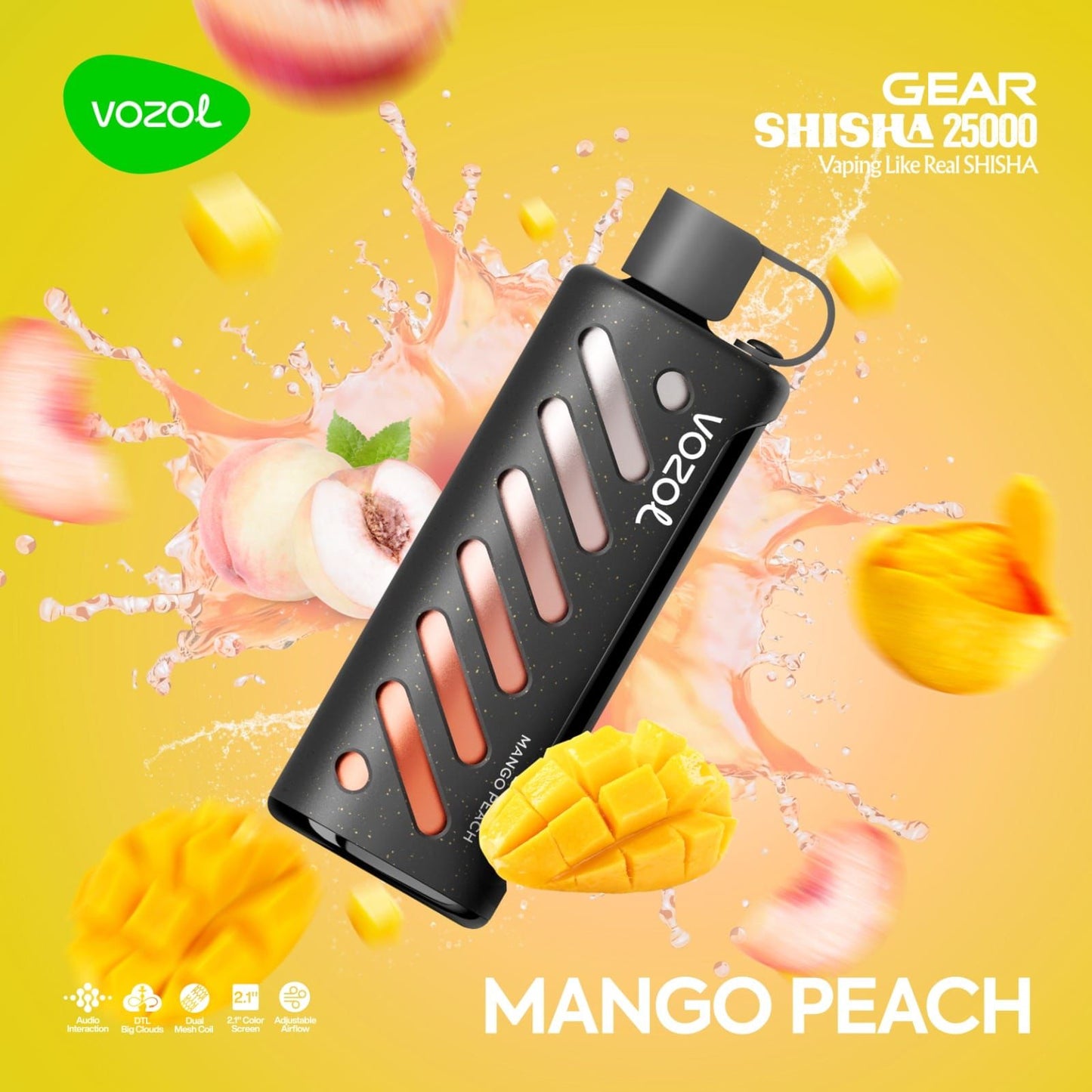 VOZOL GEAR SHISAH 25000 PUFFS MANGO PEACH