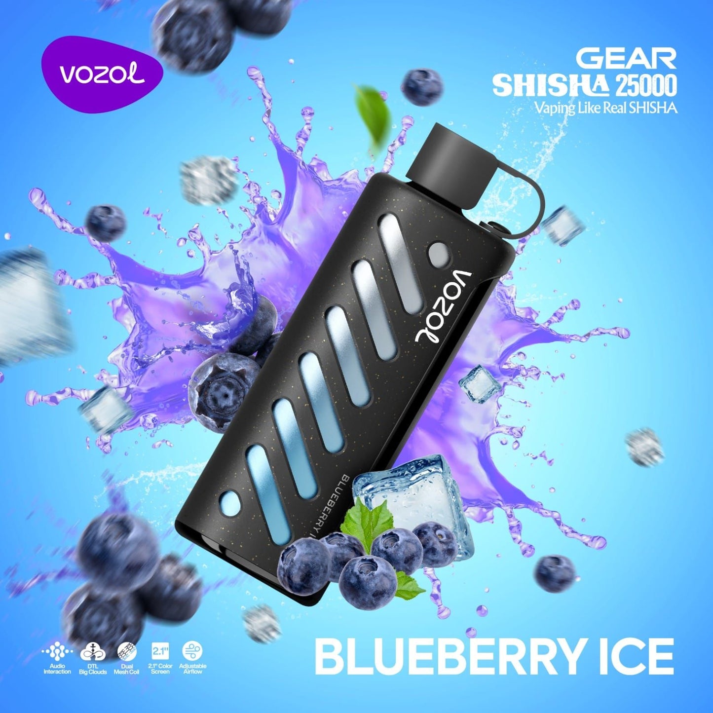 VOZOL GEAR SHISAH 25000 PUFFS BLUEBERRY ICE