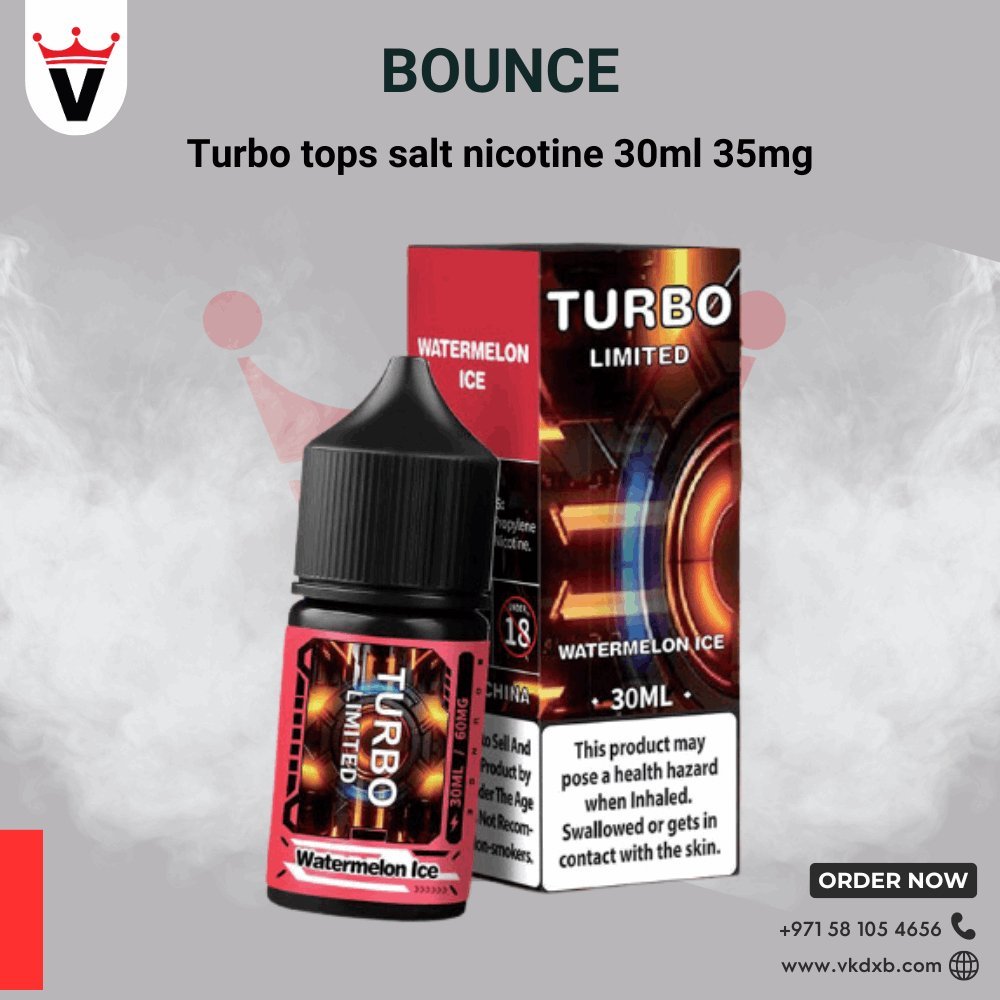 Bounce Turbo Vape Liquid Watermelon Ice 30ml salt nicotine e-liquid with no-spill cap and smooth throat hit