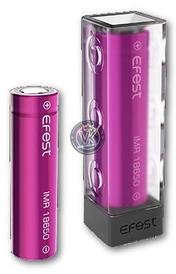 Efest Purple 18650 Battery 3000mAh high capacity rechargeable power cell with clear protective case