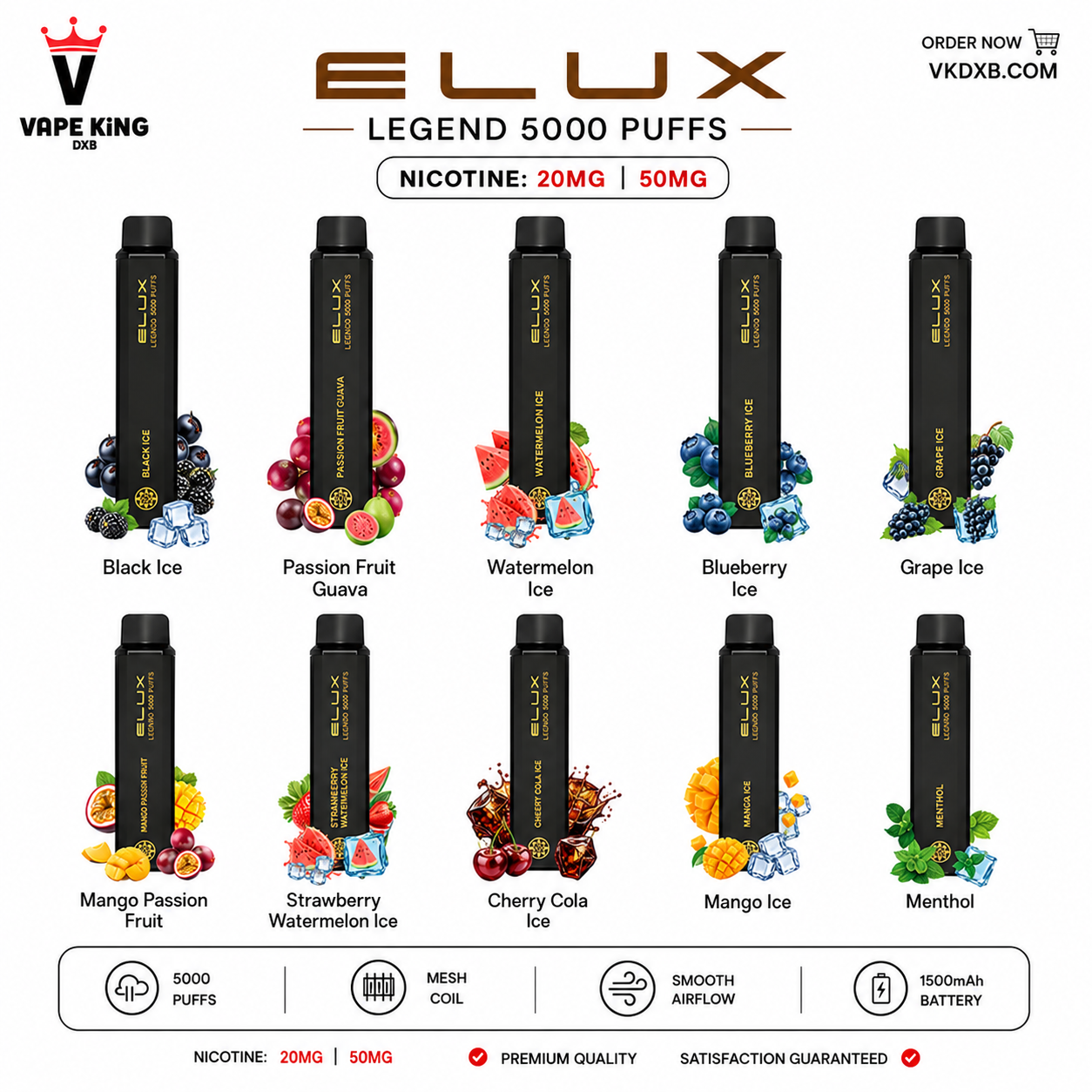 Elux Legend 5000 Puffs Cherry Cola Ice Disposable Vape Dubai UAE