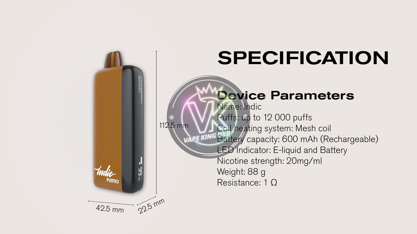 Fummo Indic 12000 puffs Rechargeable with display