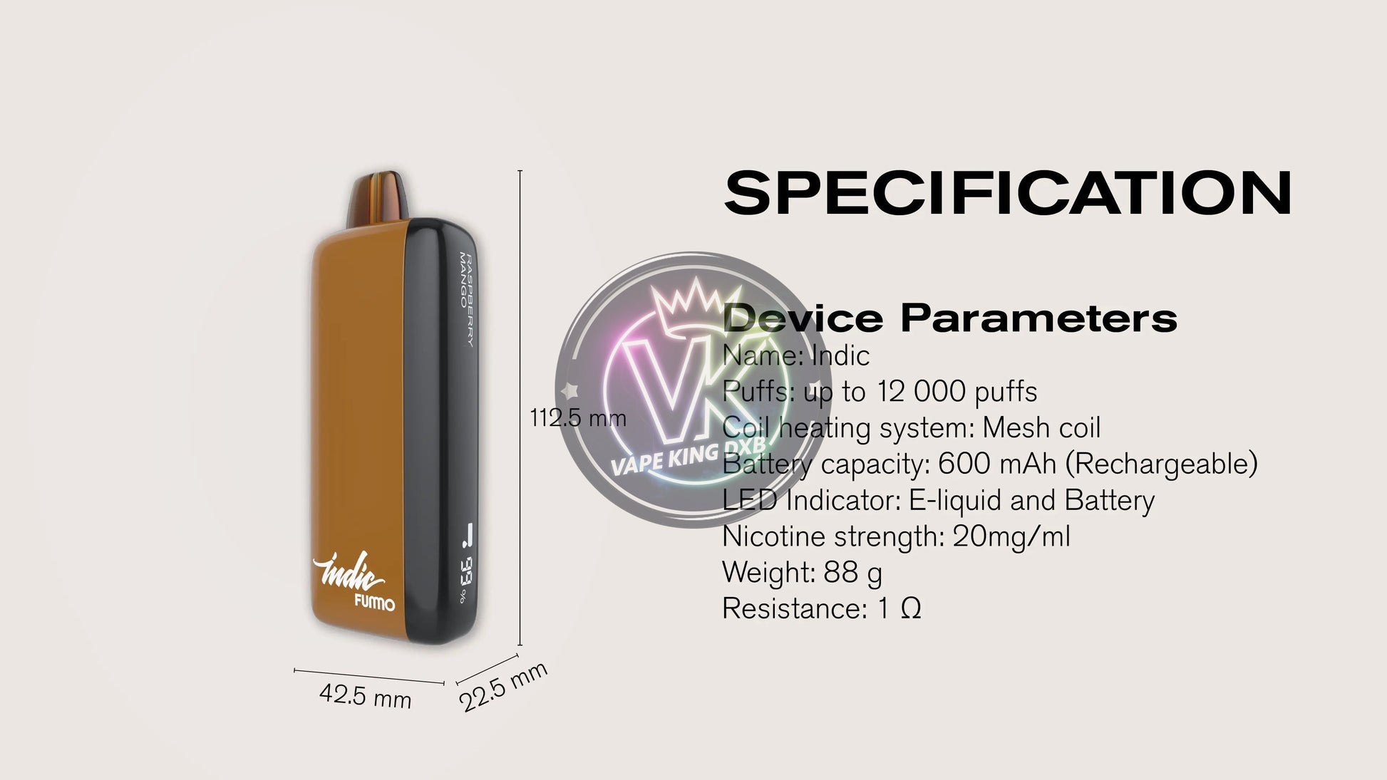 Fummo Indic 12000 puffs Rechargeable with display