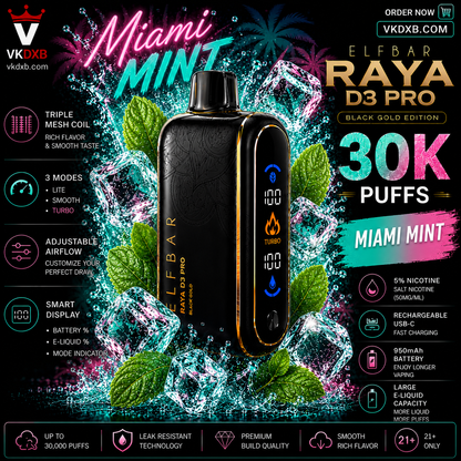 Elf Bar Raya D3 Pro 30000 puffs Miami Mint flavor