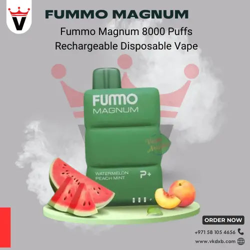 Fummo Magnum 8000 puffs disposable vape full flavour range display — available in Dubai UAE
