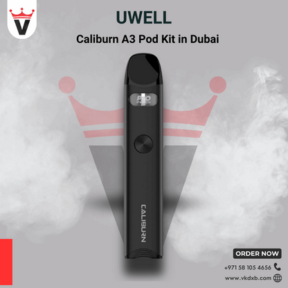 Uwell Caliburn A3 pod kit in Black colour showing slim profile and USB-C port — buy in Dubai UAE