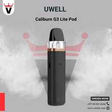 Uwell Caliburn G3 Lite 25W pod system in black with compact design and long-lasting 1200mAh battery for smooth vaping experience