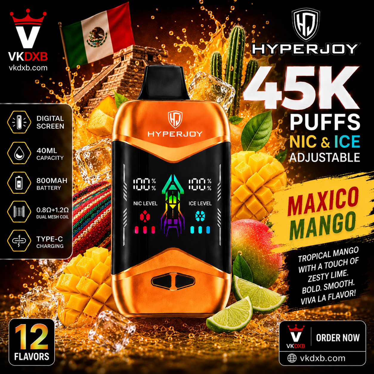 Hyperjoy 45000 Puffs Blueberry Raspberry Flavour – Vape King DXB