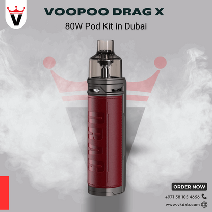 Voopoo Drag X 80W pod kit in Classic leather finish — GENE.TT chipset pod mod available in Dubai UAE