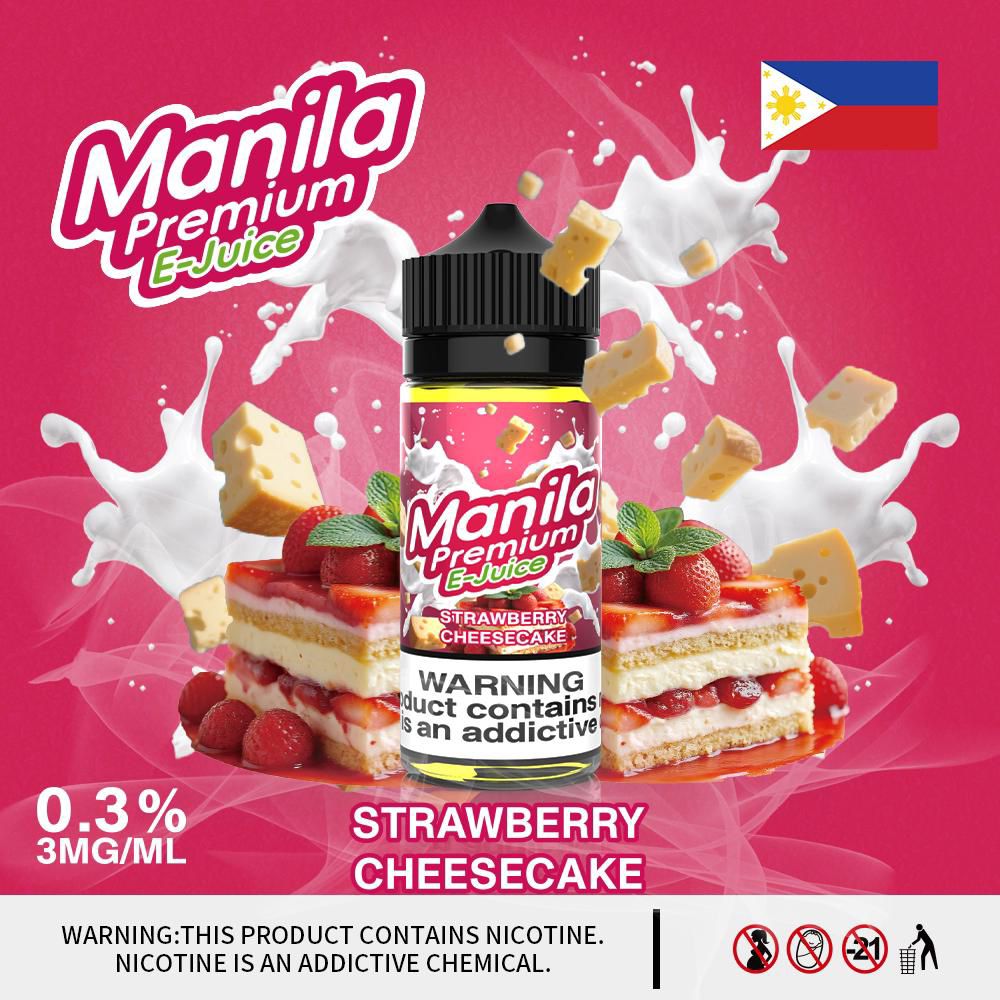 Manila Premium E-Juice Strawberry Cheesecake 100ml Freebase Dubai