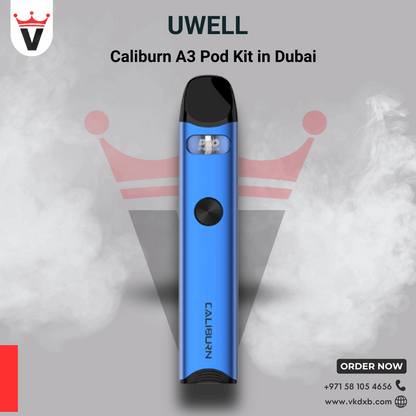 Uwell Caliburn A3 pod kit battery LED indicator system — green blue red charge levels