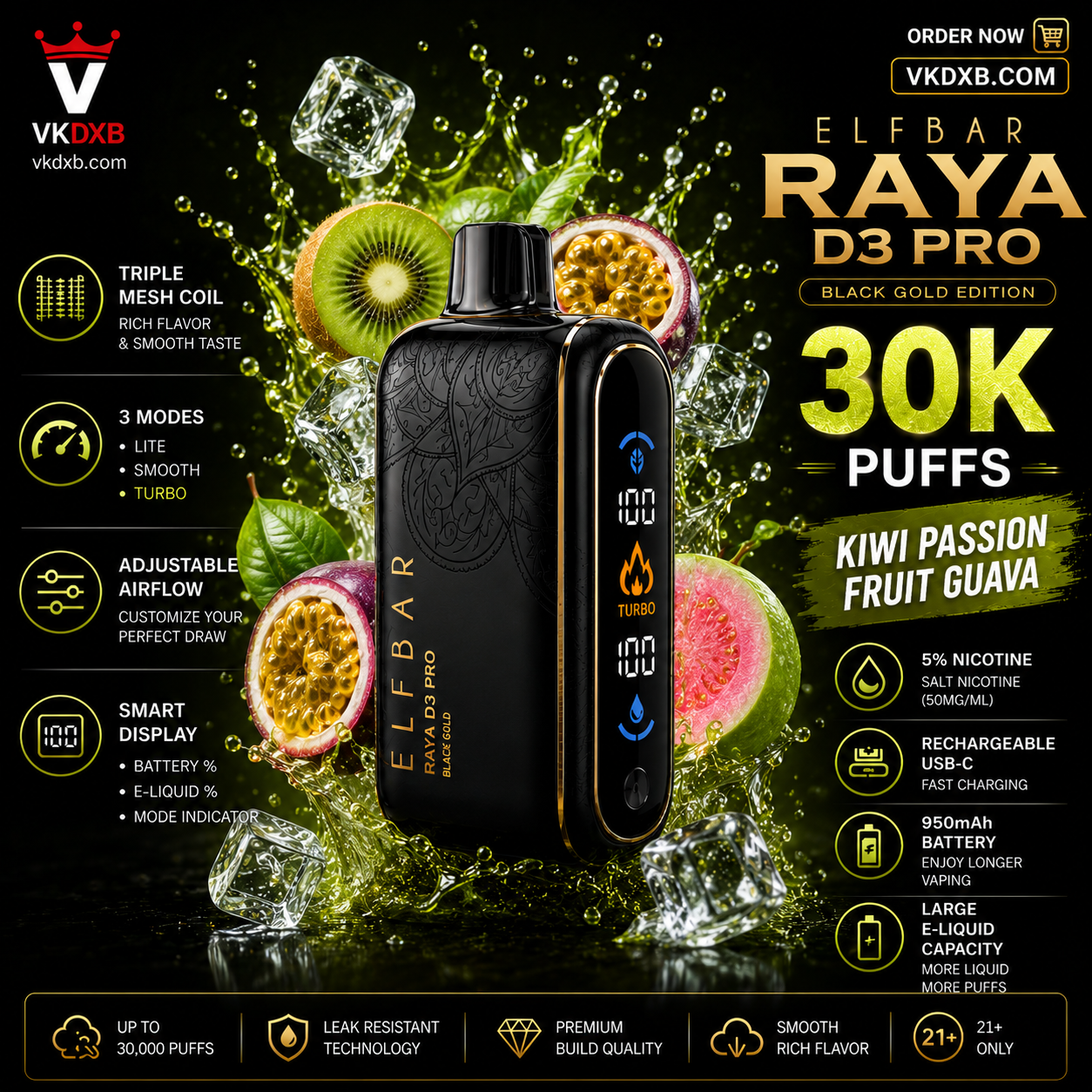 Elf Bar Raya D3 Pro 30000 puffs Grape Ice flavor