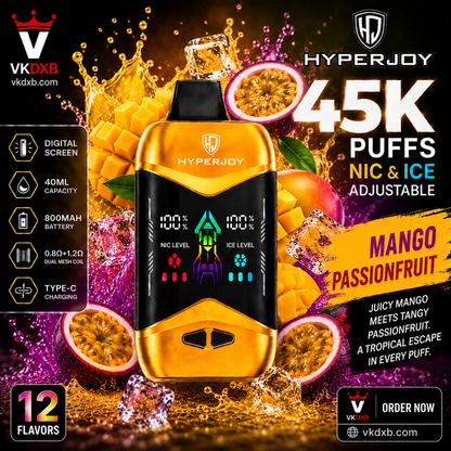 Hyperjoy 45000 Puffs Maxico Mango Flavour – Disposable Vape UAE