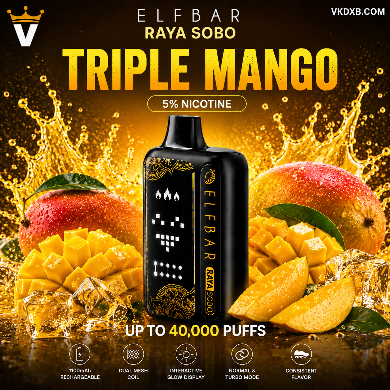 Elf Bar Raya SOBO 40000 Puffs Triple Mango Flavour – Vape King DXB UAE