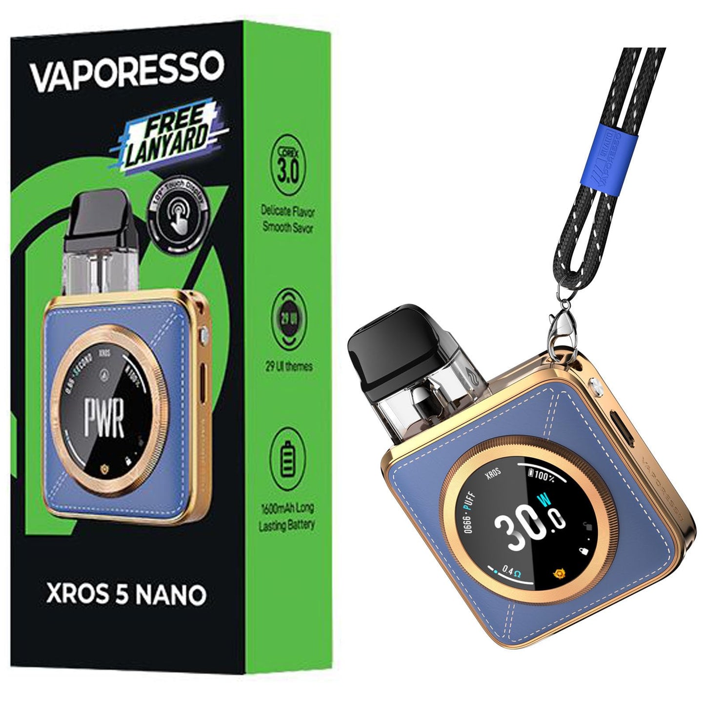 Vaporesso XROS 5 Nano Pod Kit – 1600mAh Touchscreen Vape