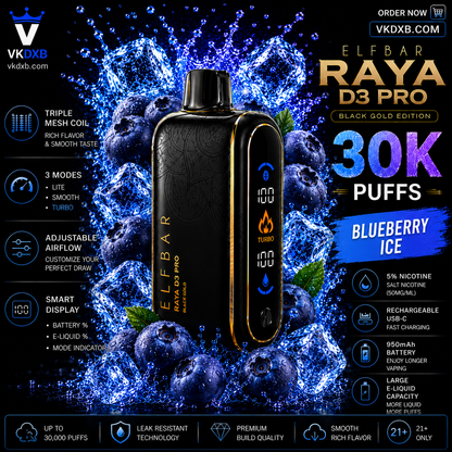 Elf Bar Raya D3 Pro 30000 puffs Blueberry Ice flavor