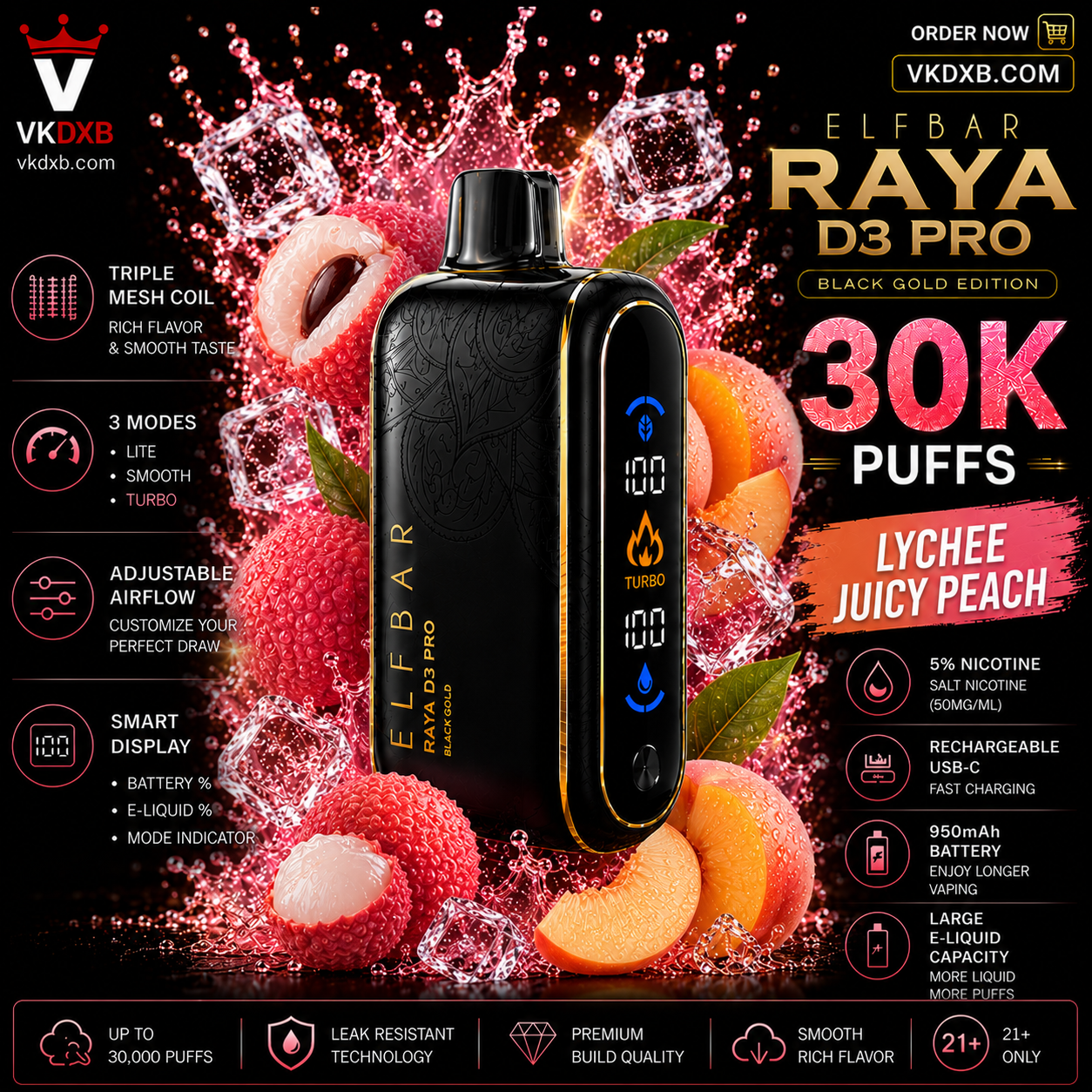 Elf Bar Raya D3 Pro 30000 puffs Blackberry Ice flavor