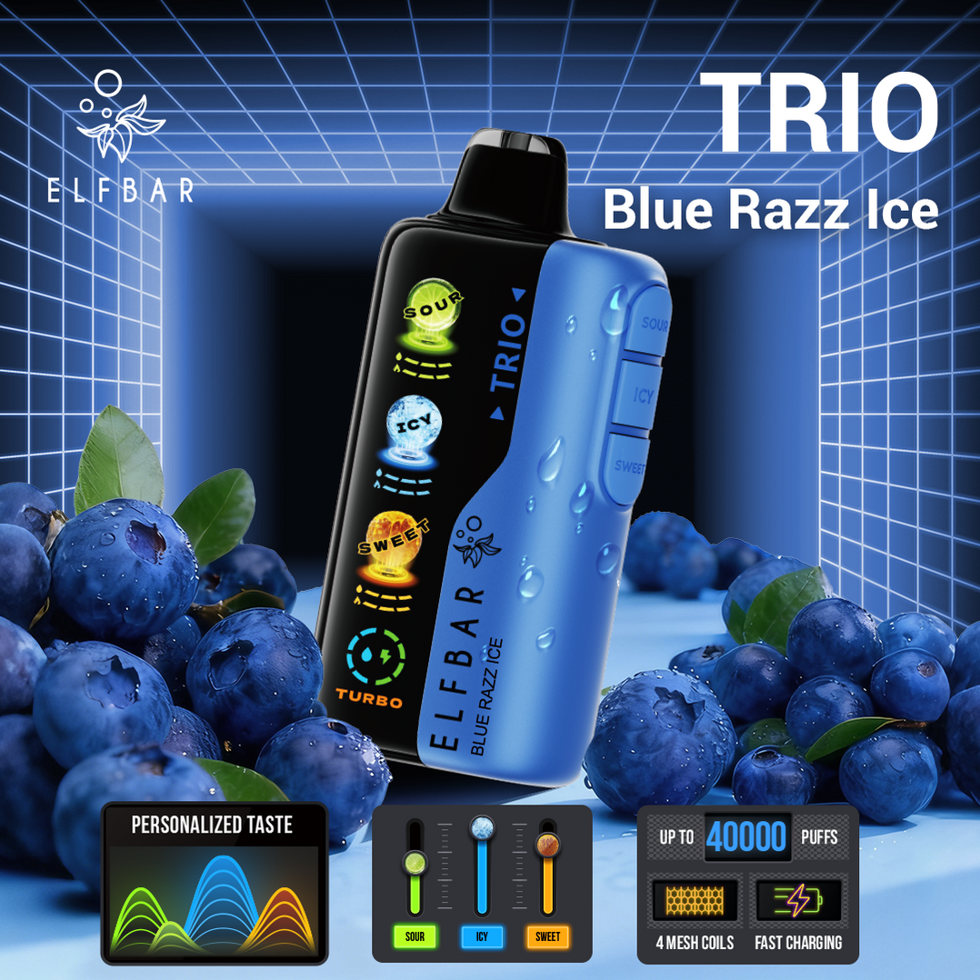 ELFBAR Trio 40000 Puffs Blue Razz Ice Vape Dubai - Buy Online UAE