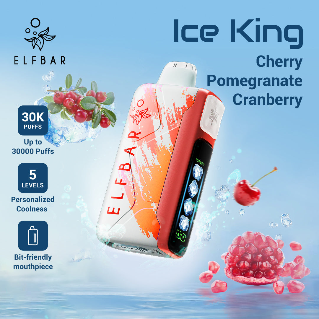 Elfbar ice king 30k at vape king dxb cherry pmegranate cranberry