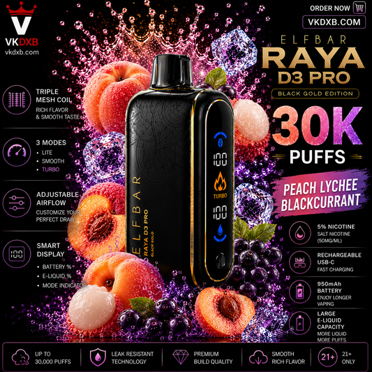 Elf Bar Raya D3 Pro 30000 puffs Cola Ice vape in black gold edition