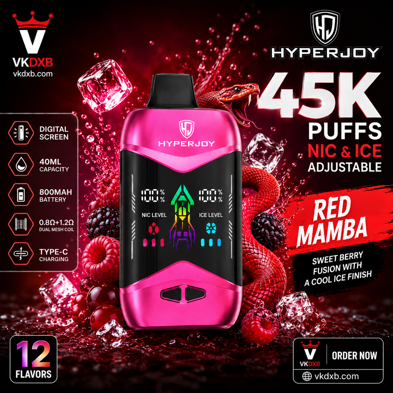 Hyperjoy 45000 Puffs Blueberry Storm Flavour – Disposable Vape Dubai