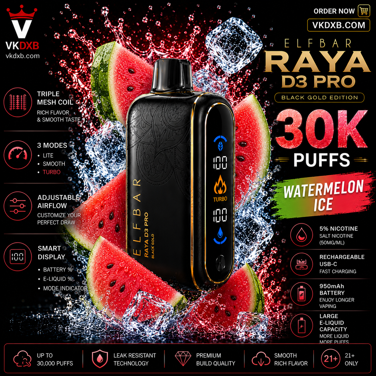 Elf Bar Raya D3 Pro 30000 puffs Lychee Juicy Peach flavor