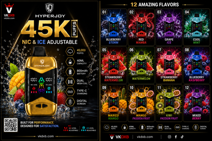 Hyperjoy 45K Disposable Vape 12 Flavours Digital Screen Dubai UAE