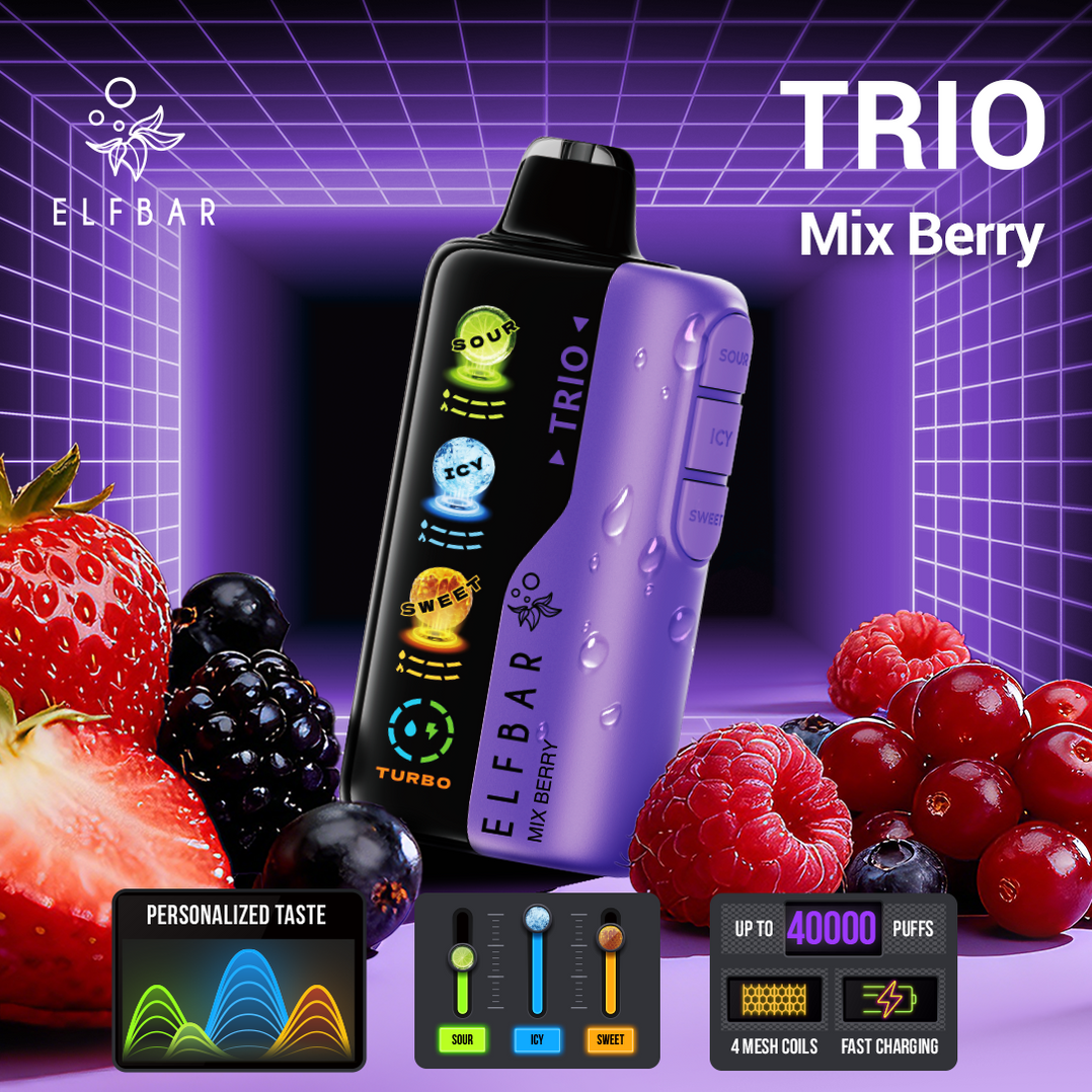 ELFBAR Trio 40000 Puffs Mix Berry Disposable Vape Dubai - Triple Flavor Control