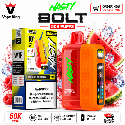 Nasty Bolt 50000 Puffs Raspberry Watermelon Disposable Vape Dubai