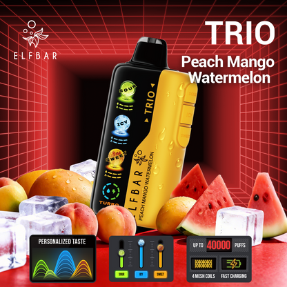 ELFBAR Trio 40000 Puffs Peach Mango Watermelon Disposable Vape Dubai
