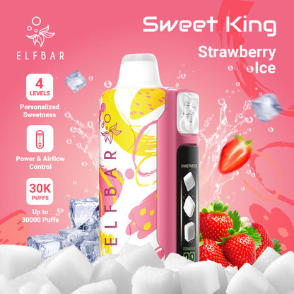 ELF BAR vape device with strawberry flavor on a pink background