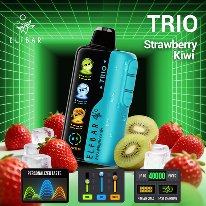 ELFBAR Trio 40K Strawberry Kiwi Disposable Vape UAE - Sour Icy Sweet