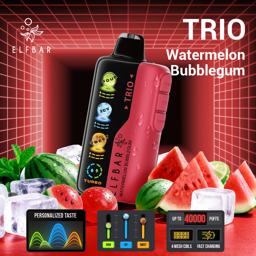 ELFBAR Trio 40K Watermelon Bubblegum Disposable Vape Dubai UAE