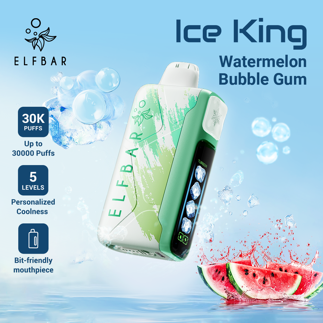 Elfbar ice king 30k at vape king dxb watermelon bubble gum
