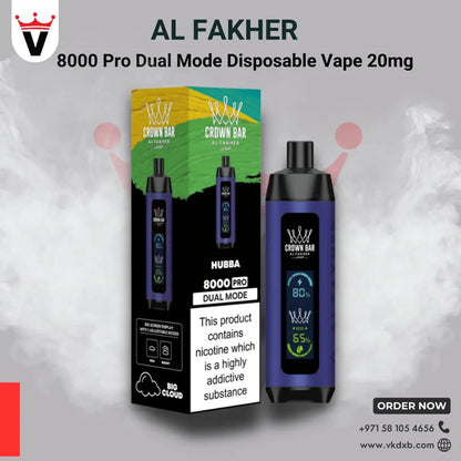 AL FAKHER CROWN BAR 8000 DUAL PRO Disposable Vape in Dubai - Vape king dxbBERRY ICE