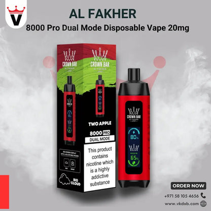 AL FAKHER CROWN BAR 8000 DUAL PRO Disposable Vape in Dubai - Vape king dxbBERRY ICE