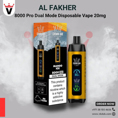 AL FAKHER CROWN BAR 8000 DUAL PRO Disposable Vape in Dubai - Vape king dxbBERRY ICE